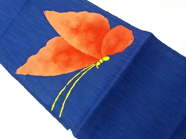 JAPANESE KIMONO / VINTAGE NAGOYA OBI / MAWATA TSUMUGI / WOVEN BUTTERFLY